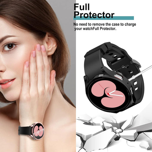6+6 Pack Hard PC Case with Tempered Glass Screen Protector for Samsung Galaxy Watch 4 5 44mm, Waterproof, Fog-proof, All-Round PC Matte Protector ...