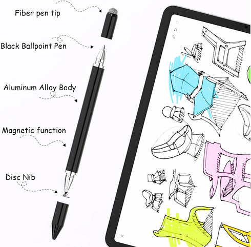 Stylus Pens for iPad, Luntak 3 in 1 Ballpoint Pen, Fiber Tip & Clear Disc Capacitive Stylus iPad Pencil for Apple iPhone/iPad Pro/Mini/Air/Android...
