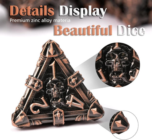 Metal DND Dice Set, Skull Series DND Dice 7-Pieces Metal Polyhedral Dice Set with Gift Box for Dungeons and Dragons Role Playing Games?Red Copper?...