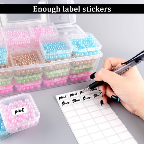 Craft Organizer Upgraded 32 Piece Small Bead Organizer and Storage Plastic Box, Mini Clear Bead Organizer, Clear and Stackable with Label Stickers...
