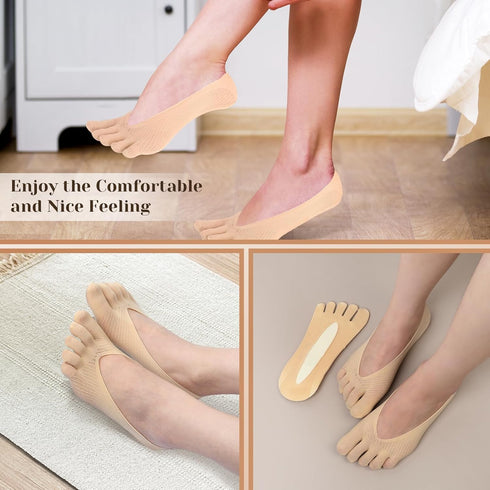 5 Pairs Toe Socks No Show Low Cut Toe Socks Women Five Finger Liner Socks Non-Slip Socks for Women Girls (Colorful)...
