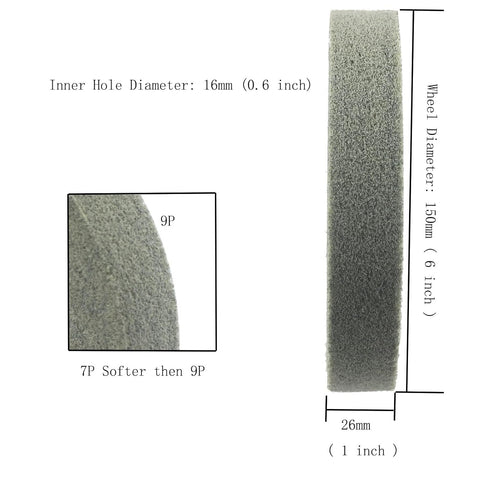 ?????????????? 6''x1'' Nylon Fiber Buffing Wheel, 5/8 Inch Arbor Hole Aluminum Buffing Wheels 180 Grit Abrasive Polishing Discs for Bench Grinder,...