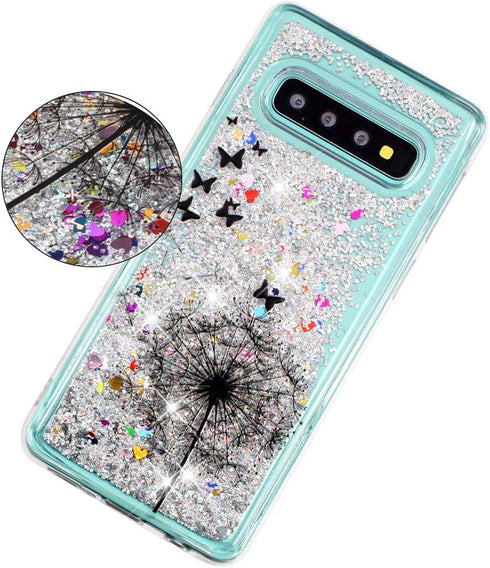 Case for Galaxy S10+ for Girl Glitter Liquid Sparkle Floating Shiny Quicksand Clear Soft TPU Silicone Shockproof Protective Bumper Thin Cover for ...