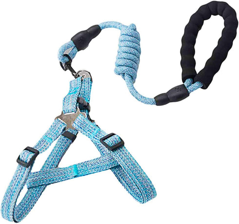 Dog Harness and Leash Set Adjustable Heavy Duty No Pull Puppy Pet Back Clip Halter Harnesses Anti-Twist Walking Rope Nylon Leashes for Large Mediu...