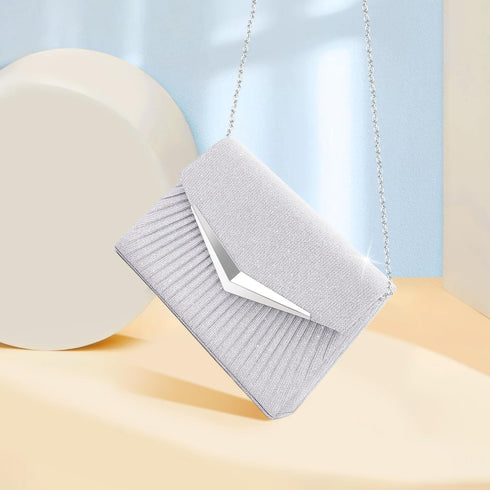 Larcenciel Women's Evening Handbags, Sparkly Pleated Evening Purse, Elegant Sequins Clutch for Wedding Formal Cocktail Party...