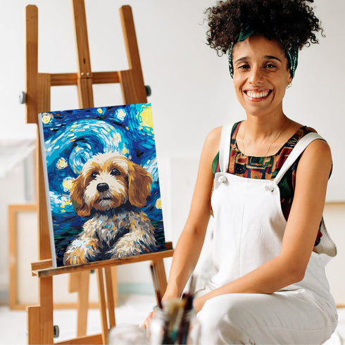 Nuberlic DIY Paint by Number for Adults Kids Beginner Acrylic Painting by Number Kits 16x20 Inch Starry Sky Dog Pattern On Canvas Paint by Numbers...