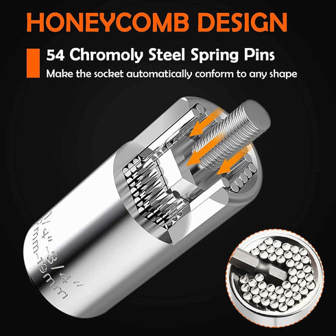 Universal Socket, tools Gifts for Men Husband Dad Handyman Boyfriend, Father's Day Birthday Gifts, Super Socket Wrench Set with Power Drill Adapte...