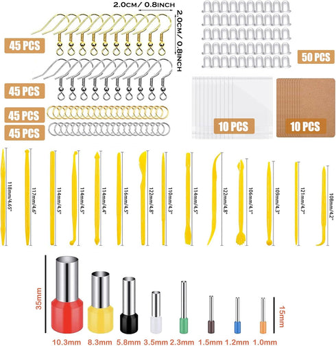 Allazone 219 PCS Polymer Clay Cutters Set, Clay Earring Cutters Plastic Clay Cutters with Acrylic Clay Roller, Earring Cards Earring Hook for Poly...