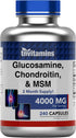 Glucosamine, Chondroitin, & MSM (4000 MG - 240 Capsules) for Men & Women | Joint Support Supplement Complex* | More Than Triple Strength! | Non-GM...