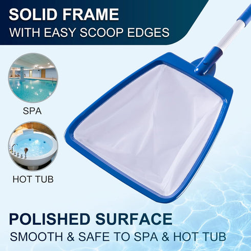 Hot Tub Skimmer Net Handheld, Professional Pool, Spa, Pound Skimmer Net with Aluminum Pole Handle, Deep Ultra Fine Mesh Netting Small Pool Skimmer...