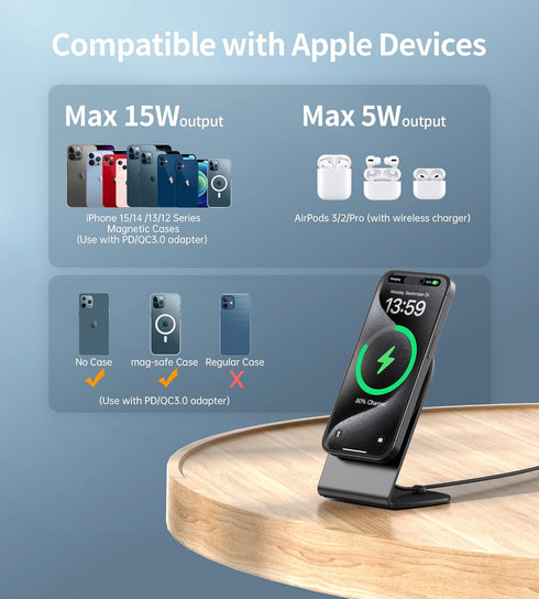 Magnetic Wireless Charger for Apple Series, Mag-Safe Charger Stand 15W Fast Wireless Charging Stand/Pad for iPhone 15 14 13 12 Pro Max Mini, Airpo...