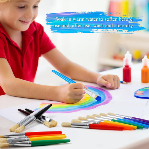 20 Pcs Paint Brushes for Kids, Round and Flat Kids Paint Brushes, Easy Hold and Clean Toddler Paint Brushes, Bristle Craft Paint Brushes for Acryl...