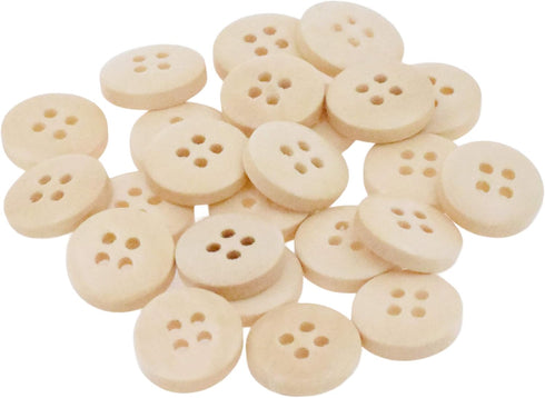 Wooden Buttons - Round Wood Buttons for Crafts Sewing Sweater by Mandala Crafts, Natural Color Bulk 100 PCs 20mm 3/4 Inch Button with 4 Holes...