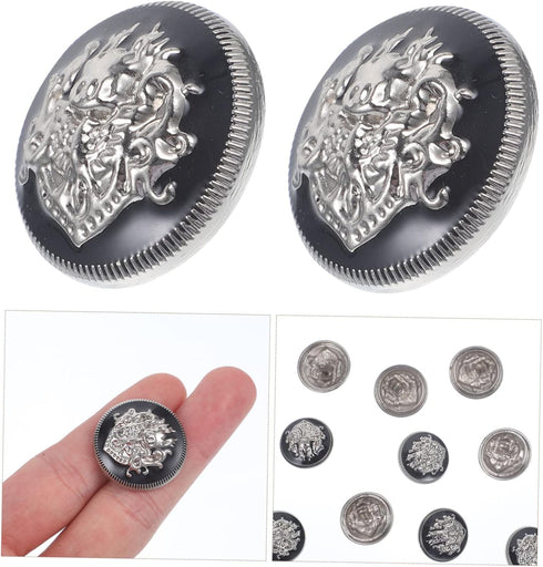 10pcs Metal Buttons Silver Buttons Metal Snap Buttons Black Trim DIY Sewing Buttons Sewing Buttons for Clothes Blazer Buttons Women Durable Sewing...