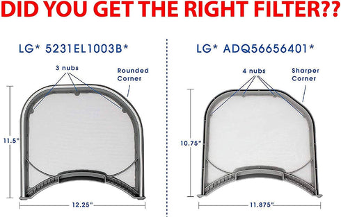 Nispira Lint Trap Screen Filter Replacement Compatible with LG Electronics Cloth Dryer ADQ56656401 2 Filters (NOT Part 5231EL1003B which Looks Very Similar)