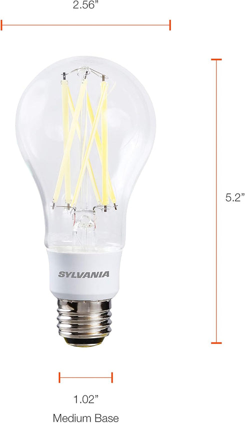 SYLVANIA LED TruWave Natural Series 3-Way A21 Light Bulb, 40/60/100W Equivalent Efficient 6.5/9/13W, Medium Base, Clear 5000K, 6.5 watts, Daylight...