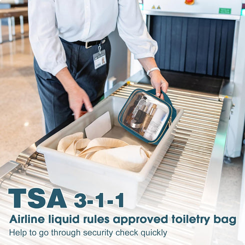 Wedama TSA Approved Toiletry Bag, 4 Pack Clear Makeup Bags with Handles, Quart Size Clear Toiletry Bags, PVC Cosmetic Bags for Women and Men, Carr...