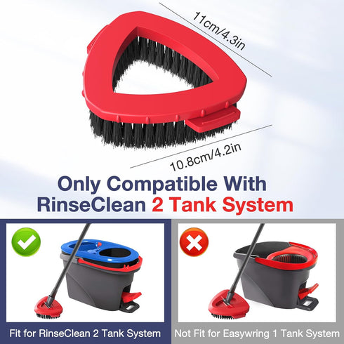 2 Pack Spin Mop Scrub Brush Head Replacement for RinseClean 2-Tank System, Hard Bristle Scrubber Brush for Floor Cleaning Accessories (Not Fit for...