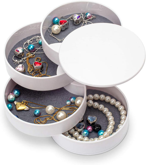 HengLiSam Jewelry Organizer, Small Jewelry Box Earring Holder for Women Gifts for Mom, Jewelry Storage Box 4-Layer Rotatable Jewelry Accessory Sto...