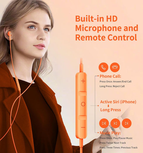 Wired Earbuds with Microphone, Wired Earphones in-Ear Headphones HiFi Stereo, Powerful Bass and Crystal Clear Audio, Compatible with iPhone, Andro...