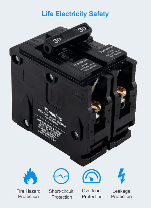?????? ?????????????? 30 Amp 2 Pole Type QP Circuit Breaker Plug-in Mount Standard MCB Thermal Magnetic Protection, 10KA 120/240V, Compatible with...