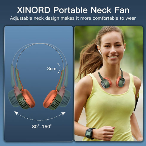Portable Neck Fan,Hands Free Bladeless Fan,USB Rechargeable Wearable Cooling Personal Fan, 360° Cooling 5 Speeds Adjustable Strong Wind for Men Wo...