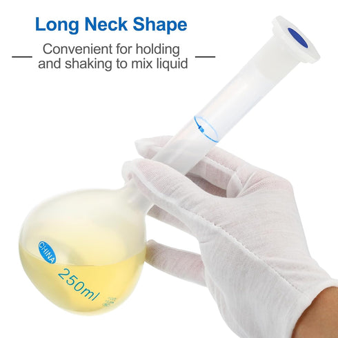 PATIKIL 250ml Volumetric Flask, Polypropylene Graduated Volumetric Measuring Flask with Plug Cap Tolerance 0.3ml for Laboratory Science Experiment...