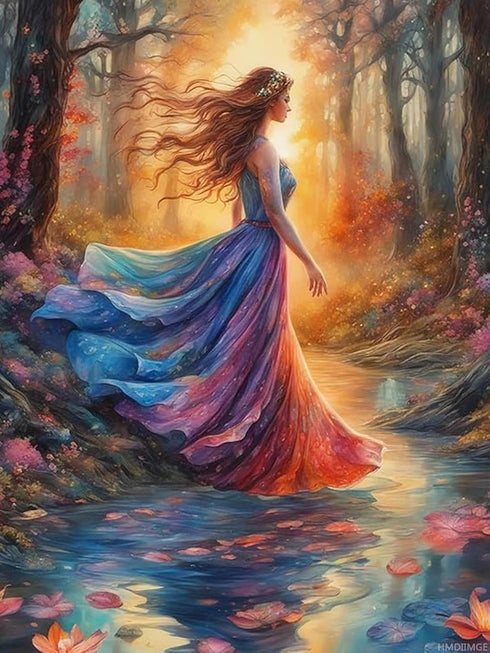 HMDIIMGE Diamond Painting Kits for Adults, DIY 5D Dancer Art Diamond Painting Portraits Full Drill Art, Forest Dancer Diamond Painting Craft for H...