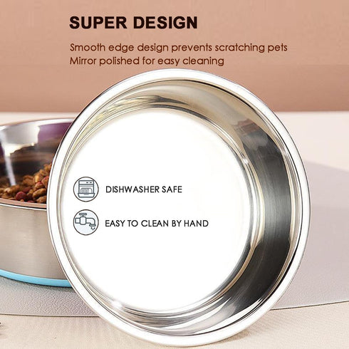 5mm Thick Stainless Steel Dog Bowls, Non-Slip with Silicone Base Cat Dishes, 2 Cups Food Grade BPA Free, Less Sliding, Premium Water and Food Pat ...