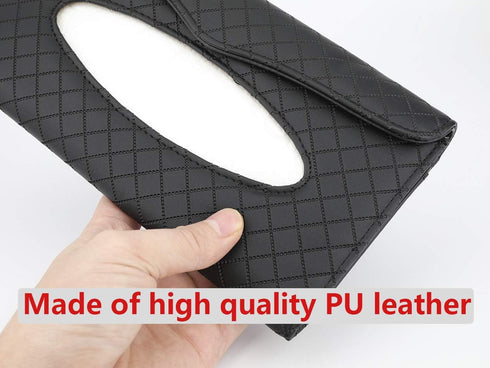 Car Tissue Holder - Sun Visor Napkin Holder, PU Leather Backseat Tissue Case for Truck (Black)...