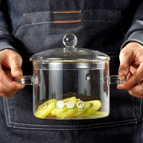 Glass Saucepan with Cover Heat-resistant Glass Stovetop Pot and Pan with Lid for Pasta Noodle, Soup, Milk, Baby Food (78oz/2300ml)...