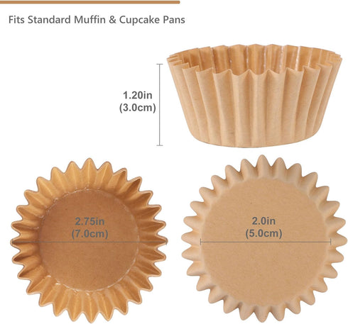 Caperci Heavy Duty Standard Natural Cupcake Liners 150 Counts - Grease-Resistant Paper Muffin Baking Cups, Odorless, No Muffin Pan Needed, Easily ...