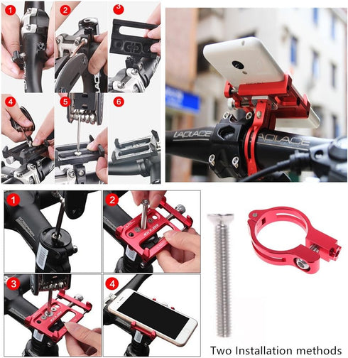 GUB Bicycle & Motorcycle Phone Mount, Aluminum Alloy Universal Bike Handlebar Phone Mount Holder Adjustable Compatible with iPhone X XR Xs 7s 8 Pl...