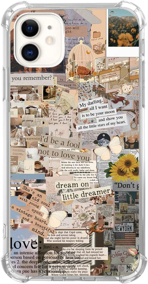 Vintage Collage Aesthetic Case Compatible with iPhone 11, Newspaper Quotes Case for Girl Women Men, Unique Soft TPU Bumper Case Cover...