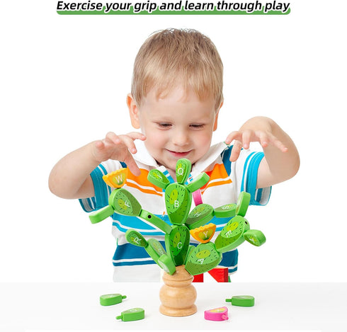 Montessori Toys Balancing Cactus Toy Fun Educational Activities for Toddlers 3+ Montessori Stacking Puzzles Portable Toy Letter Puzzle Toys Fine M...