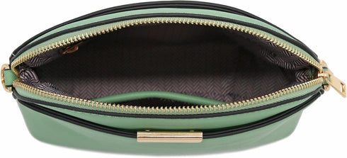 FashionPuzzle Saffiano Small Dome Crossbody bag with Chain Strap...