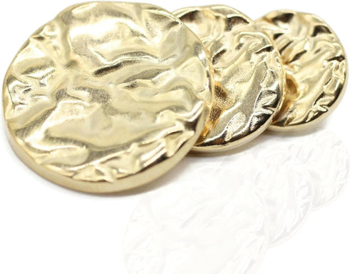 Wrinkle Gold Metal Shank Buttons - 12 Pcs - 4 Size Options - Luxury Wrinkle Round Wave Metal Shank Buttons for Men Women Blazer Coat Uniform Shirt...