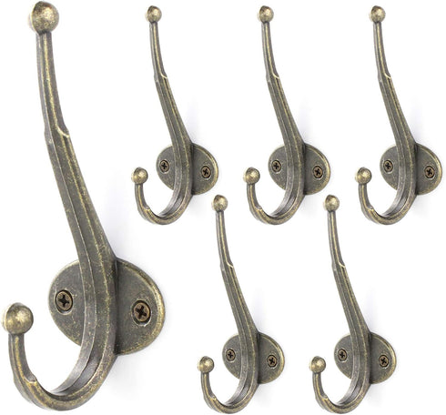 Sturdy Dual Coat Hooks Modern Iron Wall Mounted Hook for Entryway Kitchen Home Office Garage Organizer Storage, with 17mm Screws, Brushed Antique ...