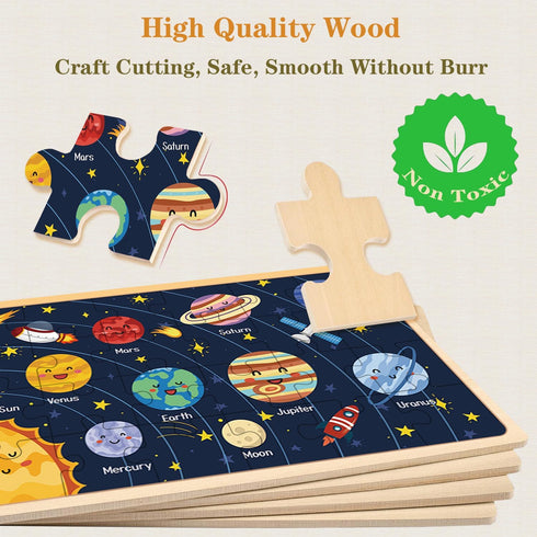 Puzzles for Kids Ages 4-6 Years Old, 4 Pack 24 PCs Jigsaw Puzzles Preschool Educational Brain Teaser Boards Toys Gifts Toddlers Children, Wooden p...