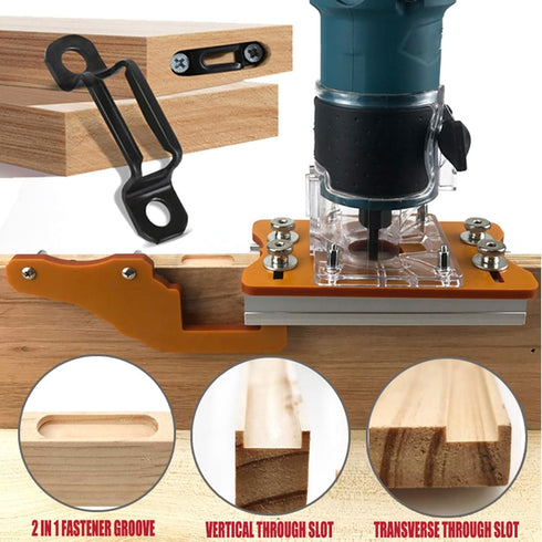 Trimming Machine Slotted Bracket, 2 in 1 Invisible Fastener Slotting Bracket for Woodworking, Aluminum Alloy Wood Router Slotting Locator, Woodwor...