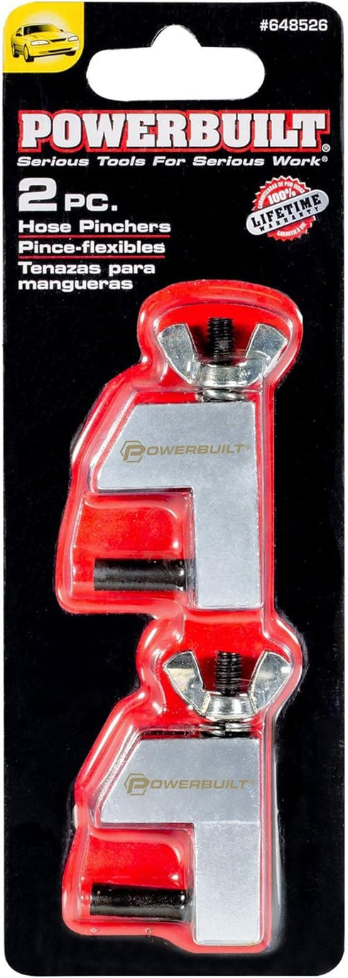 Powerbuilt 2 Piece Hose Pinchers, Brake Line Clamp, Hose Pinch Clamp Pliers, 1" Opening, for Temporarily Sealing Off Vacuum Lines, Fuel Lines - 64...