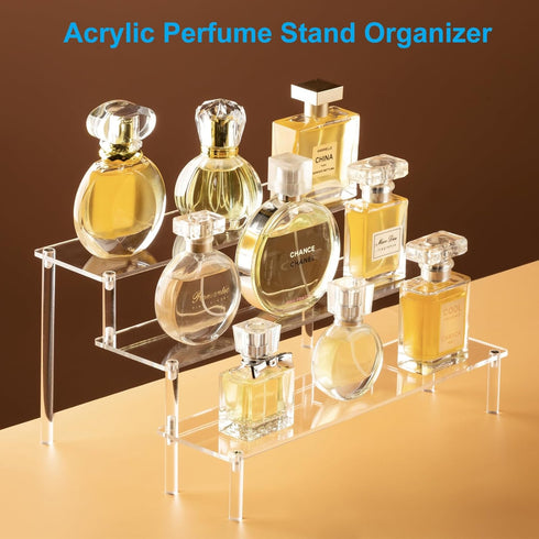Large Acrylic Display Risers, Perfume Stand Organizer, Clear Acrylic Shelf Risers for Display Stands for Food, Tabletop Use, Amiibo Funko POP Figu...