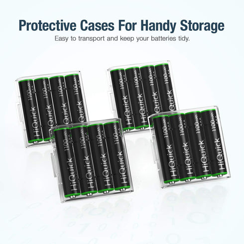 HiQuick 16 Counts Rechargeable Batteries AAA 1100mAh High Capacity Performance 1.2V, Per-charged Ni-MH AAA Battery...