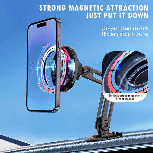 Universal 360° PRO Magnetic Suction Car Phone Holder, Alloy Folding Magnetic Cellphone Holder for Car, Hands Free Adjustable Bracket Dashboard Pho...