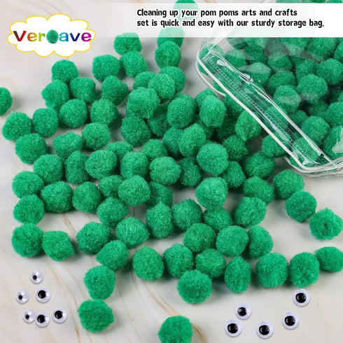 Veroave Green Pom Poms, 150PCS Puff Balls, Small Pom Poms for Crafts and DIY Art Creative Crafts Decorations...