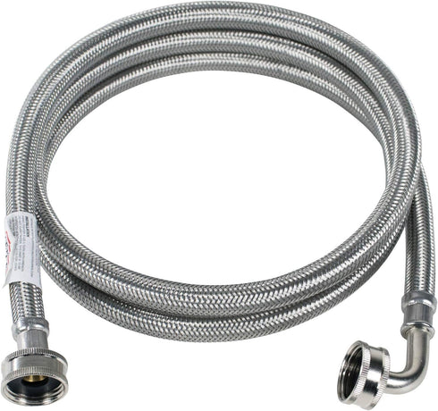 Certified Appliance Accessories Washing Machine Hose with 90 Degree Elbow, Hot or Cold Water Supply Line, 6 Feet, PVC Core with Premium Braided St...