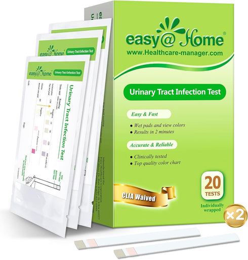 Easy@Home Urinary Tract Infection Test: UTI Test Strips Urinalysis Dip Stick Kit, Urine Testing Nitrites Leukocytes 2 Parameters, Individually Wra...
