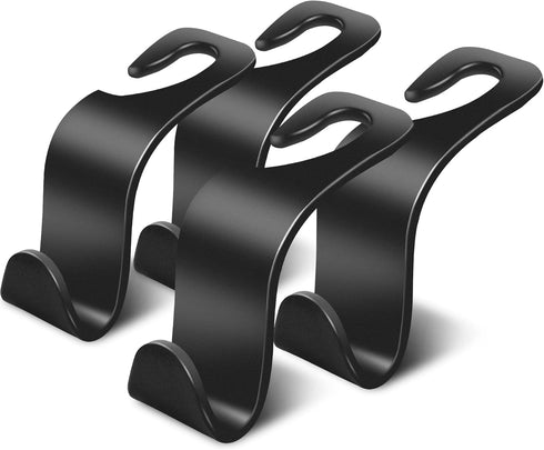 Car Seat Headrest Hook 4 Pack - Universal Auto Seat Hook Hanger Storage Organizer Holder (Black)...