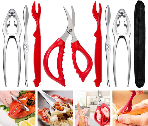Crab Crackers and Tools, Crab Leg Crackers and Picks Set, Picks Knife for Crab, Shellfish Scissors Nut Cracker, Stainless Steel Seafood Utensils C...