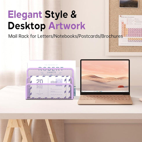 SUPEASY Mail Organizer, Desktop File Organizer Mesh Metal Mail Holder Countertop with 3-Slot, Letter Sorter File Holder, Office Envelope Organizer...
